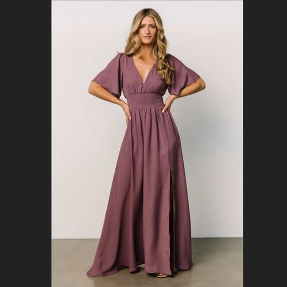 NWT Verona Smocked Maxi Plum Purple Dress - Picture 1 of 8